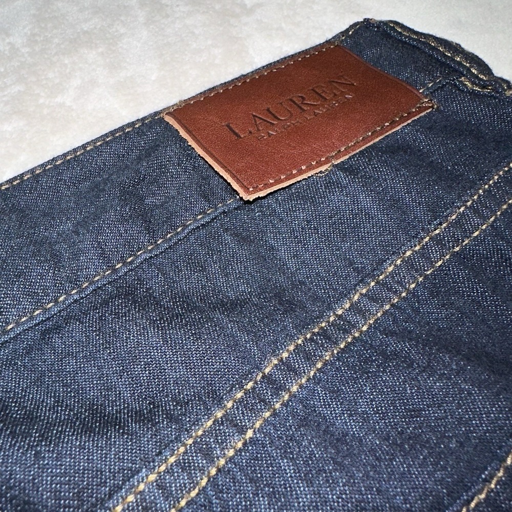 Lauren Ralph Lauren Skirt Women's Size 16 Denim Midi Skirt Front Slit Dark Wash - Picture 4 of 9